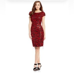 ANTONIO MELANI Red and Black Midi Dress
